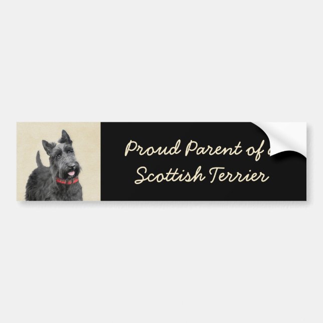 Autocollant De Voiture Peinture écossaise Terrier - Cute Original Chien A (Devant)