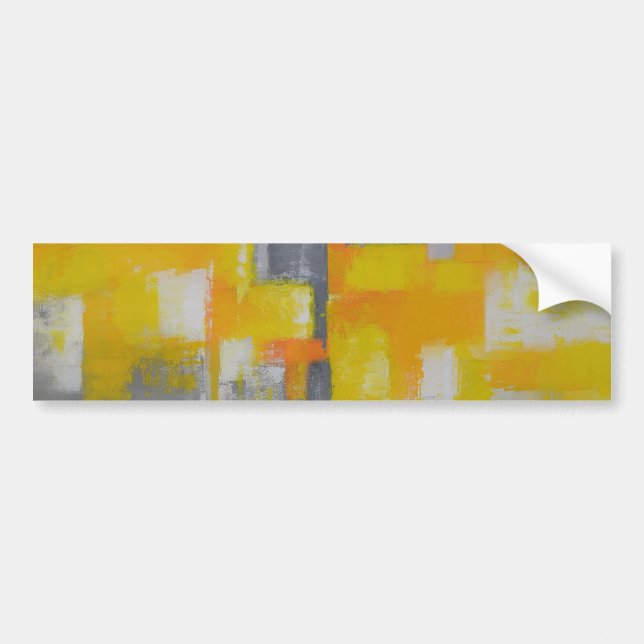 Autocollant De Voiture peinture gris jaune blanc abstrait (Devant)