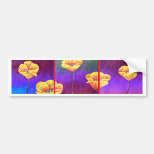 Autocollant De Voiture Peinture jaune de fleur de pavot - multi