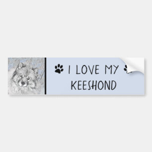 Autocollant De Voiture Peinture Keeshond Beth - Joli art original chien