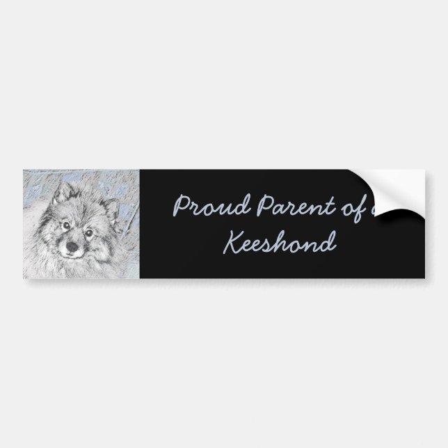 Autocollant De Voiture Peinture Keeshond Beth - Joli art original chien (Devant)