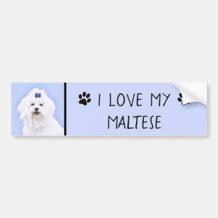 Autocollant De Voiture Peinture maltaise - Joli art original pour chien