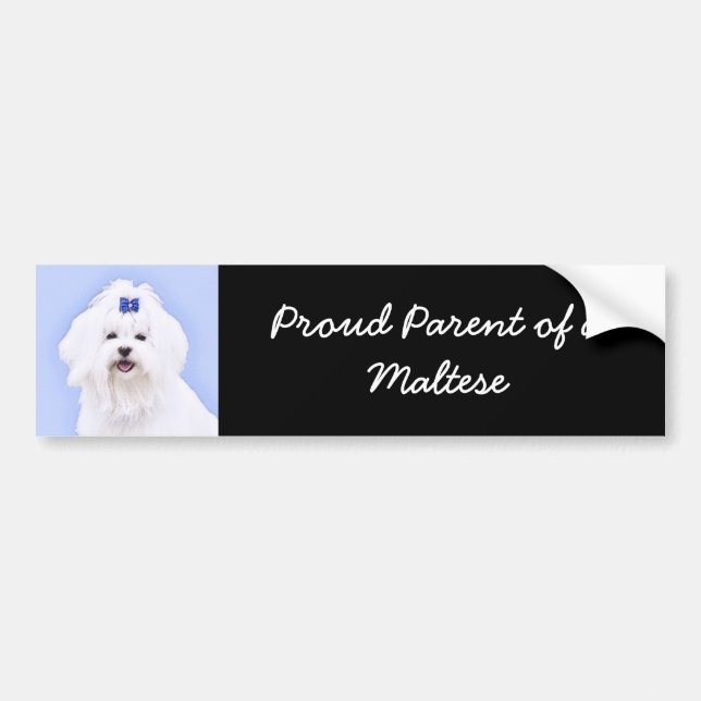 Autocollant De Voiture Peinture maltaise - Joli art original pour chien (Devant)