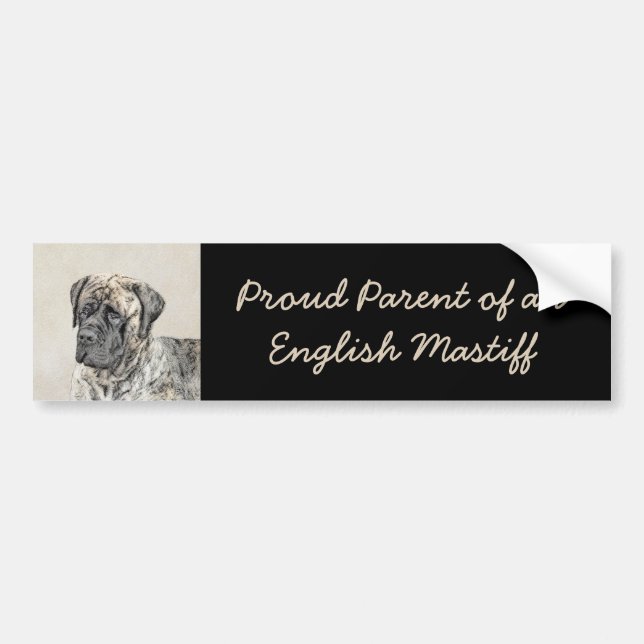 Autocollant De Voiture Peinture mastiff anglaise (Brindle) - Dog Art (Devant)