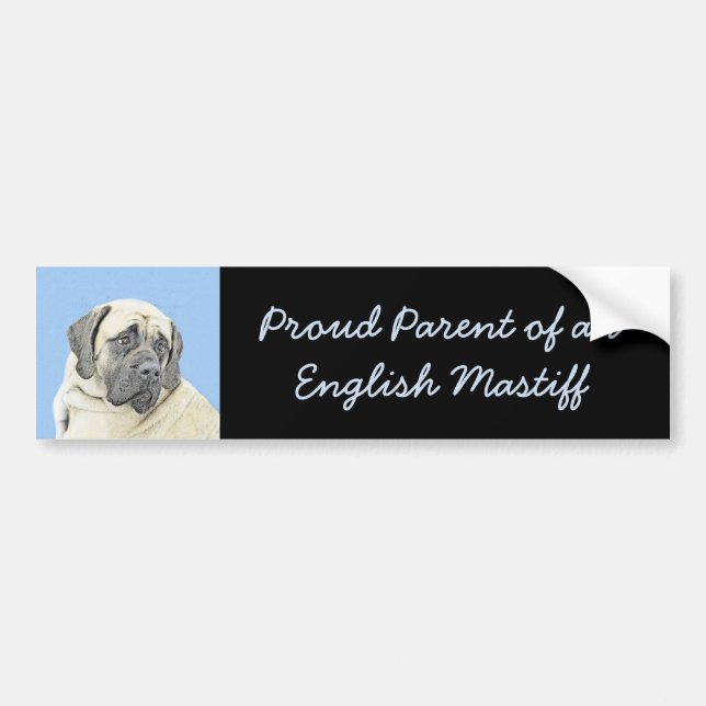 Autocollant De Voiture Peinture Mastiff (Fawn) anglaise - Art Chien origi (Devant)