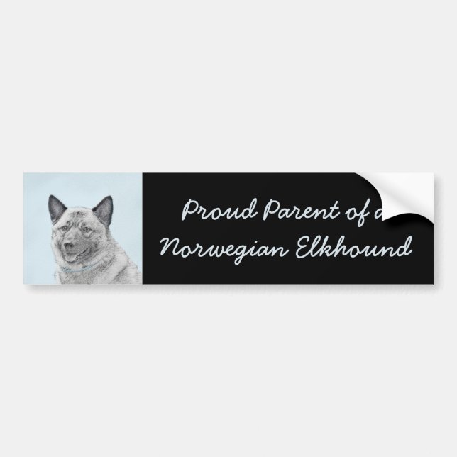 Autocollant De Voiture Peinture norvégienne Elkhound - Art original Chien (Devant)