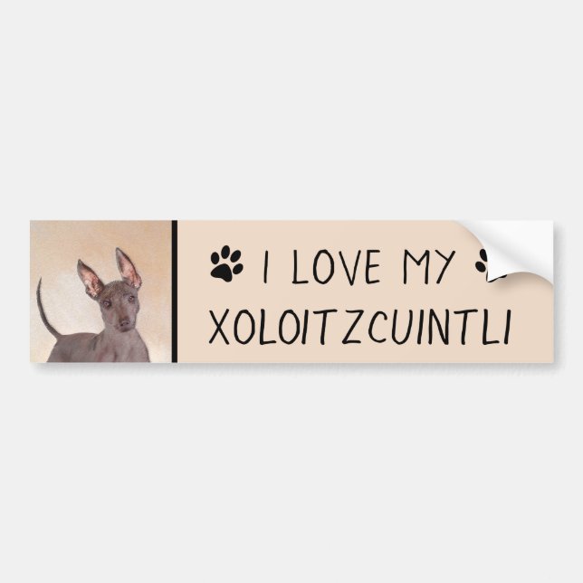 Autocollant De Voiture Peinture Xoloitzcuintli - Cute Original Chien Art (Devant)