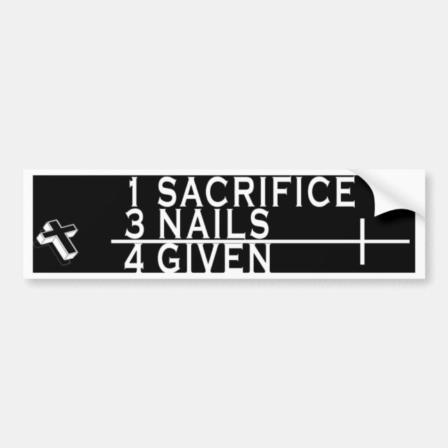 AUTOCOLLANT DE VOITURE PENSÉE CHRÉTIENNE - CLOUS DE 1 SACRIFICE 3 = 4 (Devant)
