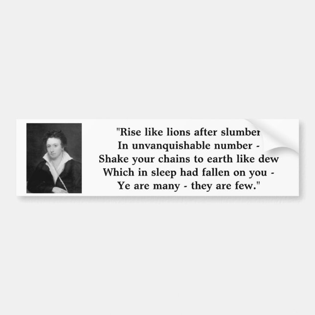 Autocollant De Voiture Percy Shelley "le masque de l'anarchie " (Devant)