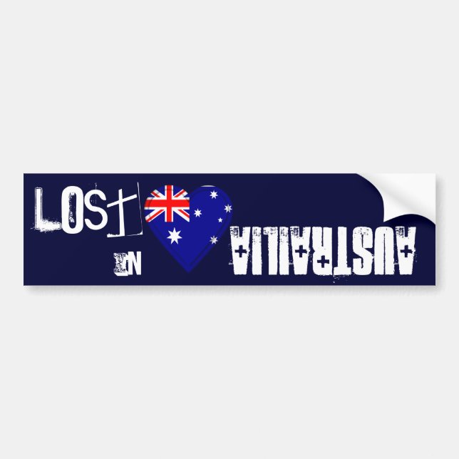 Autocollant De Voiture Perdu au coeur australien de drapeau de (Devant)