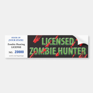 Autocollant De Voiture Permis de chasse de ZOMBI avec des éclaboussures