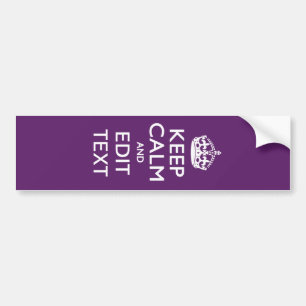 Autocollant De Voiture Personalized KEEP CALM Your Text on Purple Decor
