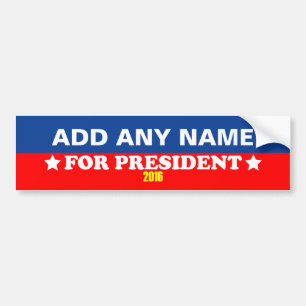 Autocollant De Voiture Personnalisable votre nom pour le président 2016