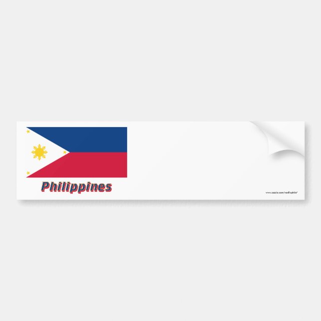 Autocollant De Voiture Philippines diminuent avec le nom (Devant)