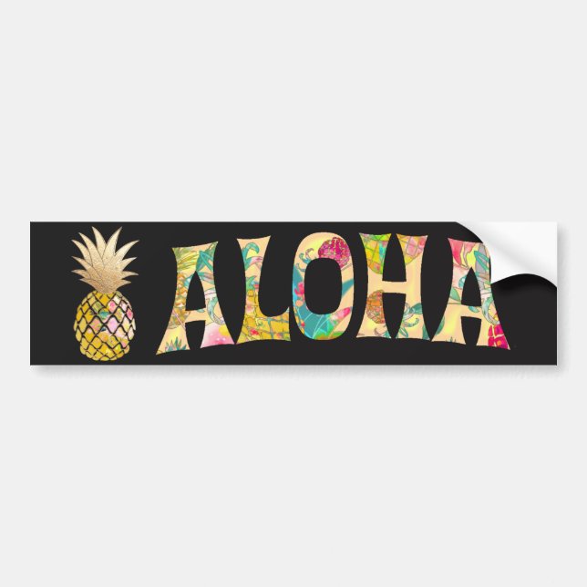 Autocollant De Voiture PixDezines Aloha Ananas (Devant)