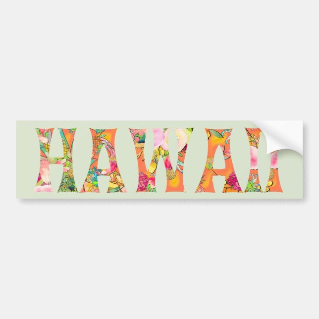 Autocollant De Voiture PixDezines Hawaii Tiki Typographie (Devant)