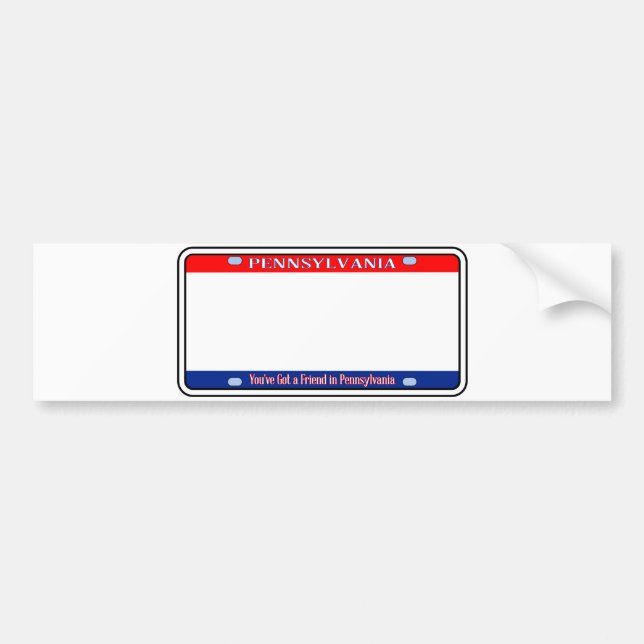 Autocollant De Voiture Plaque de licence blanche en Pennsylvanie (Devant)