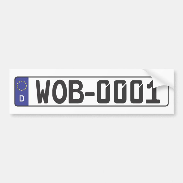 Autocollant De Voiture Plaque minéralogique de Wolfsbourg (Devant)