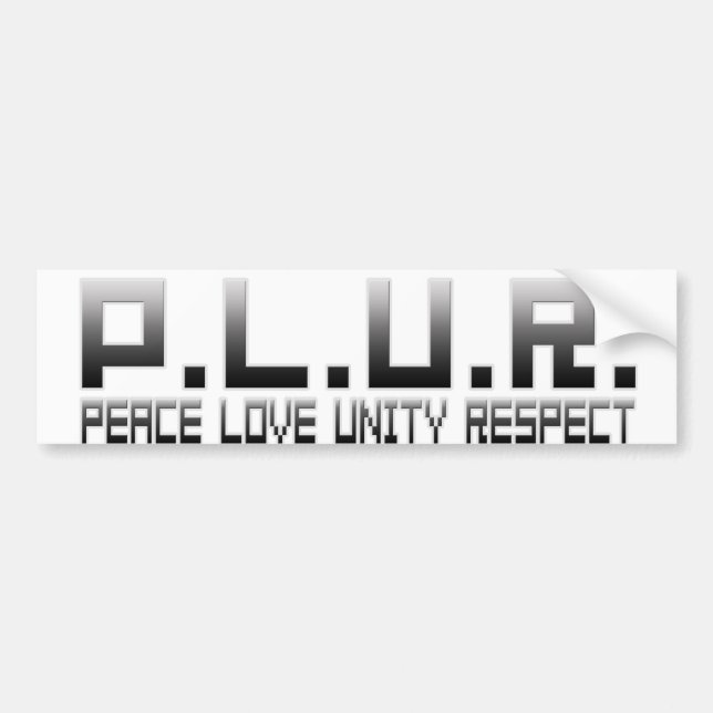 Autocollant De Voiture PLUR - Respect d'unité d'amour de paix (Devant)