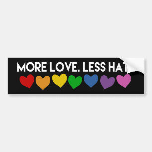 AUTOCOLLANT DE VOITURE PLUS D'AMOUR MOINS DE GAY PRIDE DE COEURS