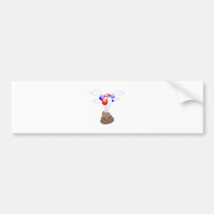 Autocollant De Voiture Poo Emoji Flying With Balloons