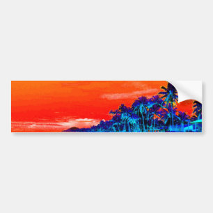 Autocollant De Voiture Pop Art Plage Exotique Palmiers