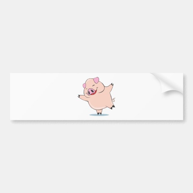 Autocollant De Voiture Porc joyeux de danse (Devant)