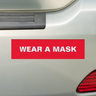 Autocollant De Voiture Porter un masque, rouge blanc minimaliste voiture