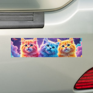 Autocollant De Voiture Portrait de trio de chatons électriques