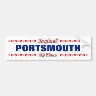 Autocollant De Voiture PORTSMOUTH - Ma maison - Angleterre; Coeurs rouges