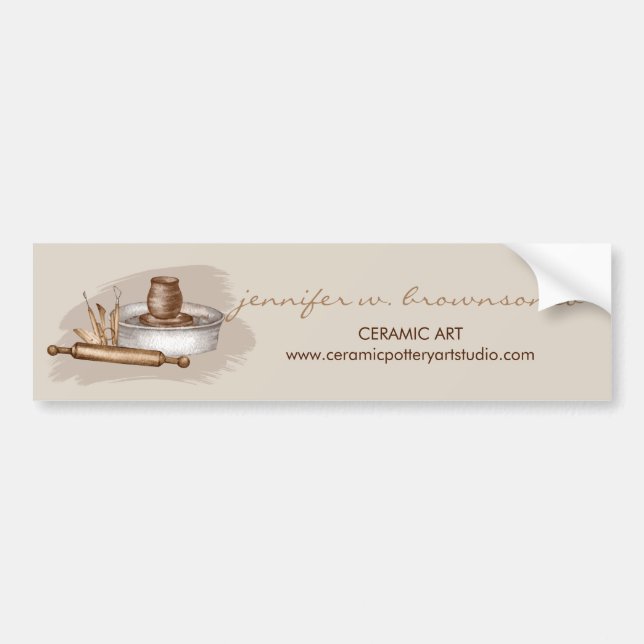 Autocollant De Voiture Pottery Ceramics Artist Studio Online (Devant)