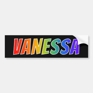 Autocollant De Voiture Premier nom "VANESSA": Fun Rainbow Coloring