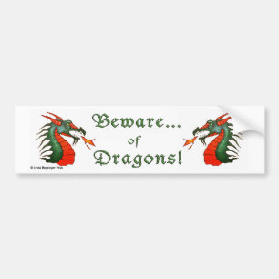 Autocollant De Voiture Prenez garde des dragons