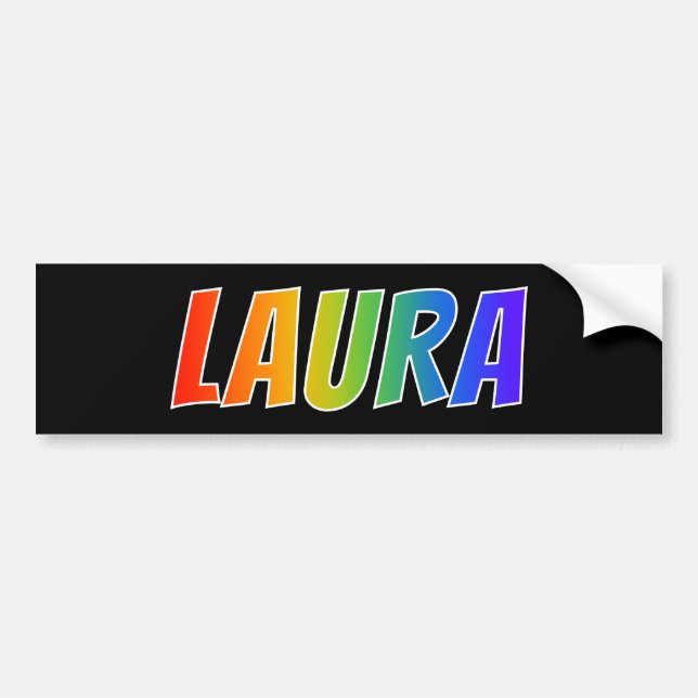 Autocollant De Voiture Prénom "LAURA" : Couleur arc-en-ciel amusant (Devant)