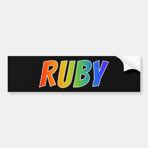 Autocollant De Voiture Prénom "RUBY" : Fun Rainbow Coloring
