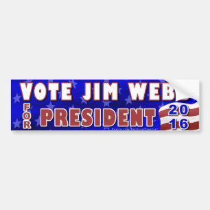 Autocollant De Voiture Président de JIM Webb élection 2016 Démocrate