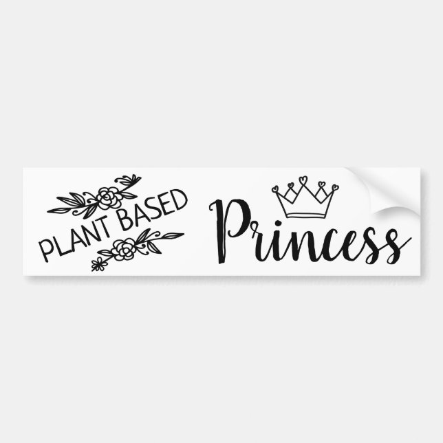 Autocollant De Voiture Princesse à base de plante végétalien avec couronn (Devant)