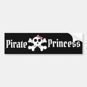 Autocollant De Voiture Princesse de pirate avec le crâne rose d'arc et d