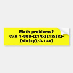 Autocollant De Voiture Problèmes de maths ? Appel 1-800- [(14x) (12i) 2