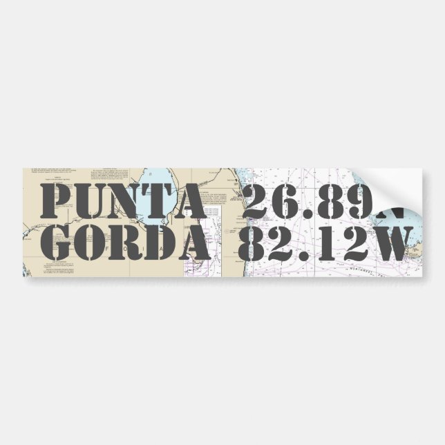 Autocollant De Voiture Punta Gorda FL Latitude Longitude Navigation (Devant)