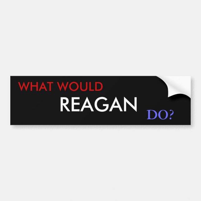 AUTOCOLLANT DE VOITURE QUE, REAGAN, FAIRE ? (Devant)