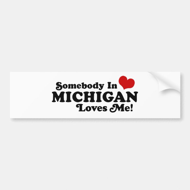 Autocollant De Voiture Quelqu'Un Au Michigan M'Aime (Devant)