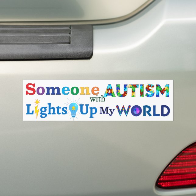 Autocollant De Voiture Quelqu'un avec AUTISM éclaire mon monde (En voiture)
