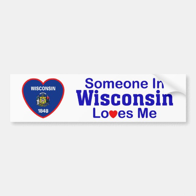Autocollant De Voiture Quelqu'un dans le Wisconsin m'aime (Devant)