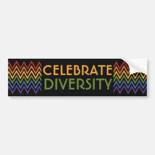 Autocollant De Voiture Rainbow Chevron Motif texte personnalisé bumpersti