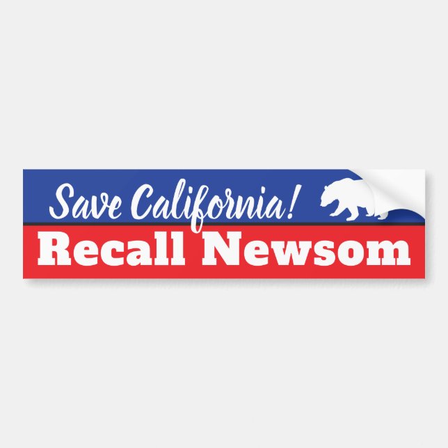 Autocollant De Voiture Rappeler Gavin Newsom Elections en Californie (Devant)