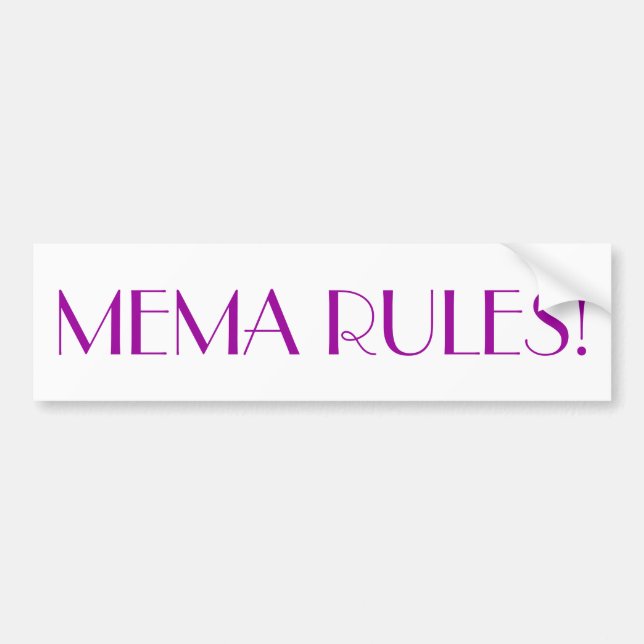 Autocollant De Voiture "RÈGLES DE MEMA ! "Adhésif pour pare-chocs (Devant)
