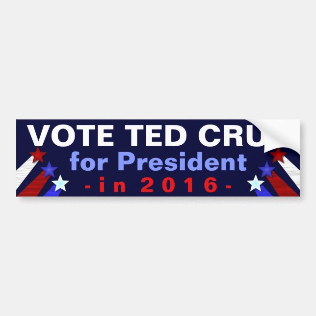 Autocollant De Voiture Républicain 2016 de président élection de Ted Cruz (Devant)