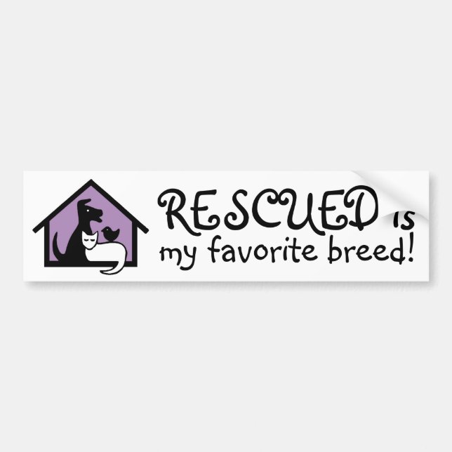 Autocollant De Voiture Rescued est ma race préférée ! (Devant)