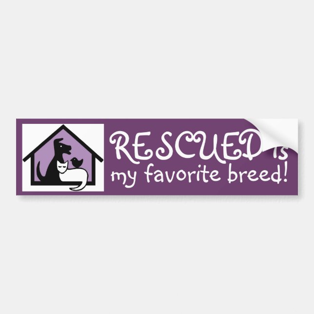 Autocollant De Voiture Rescued est ma race préférée ! (Devant)